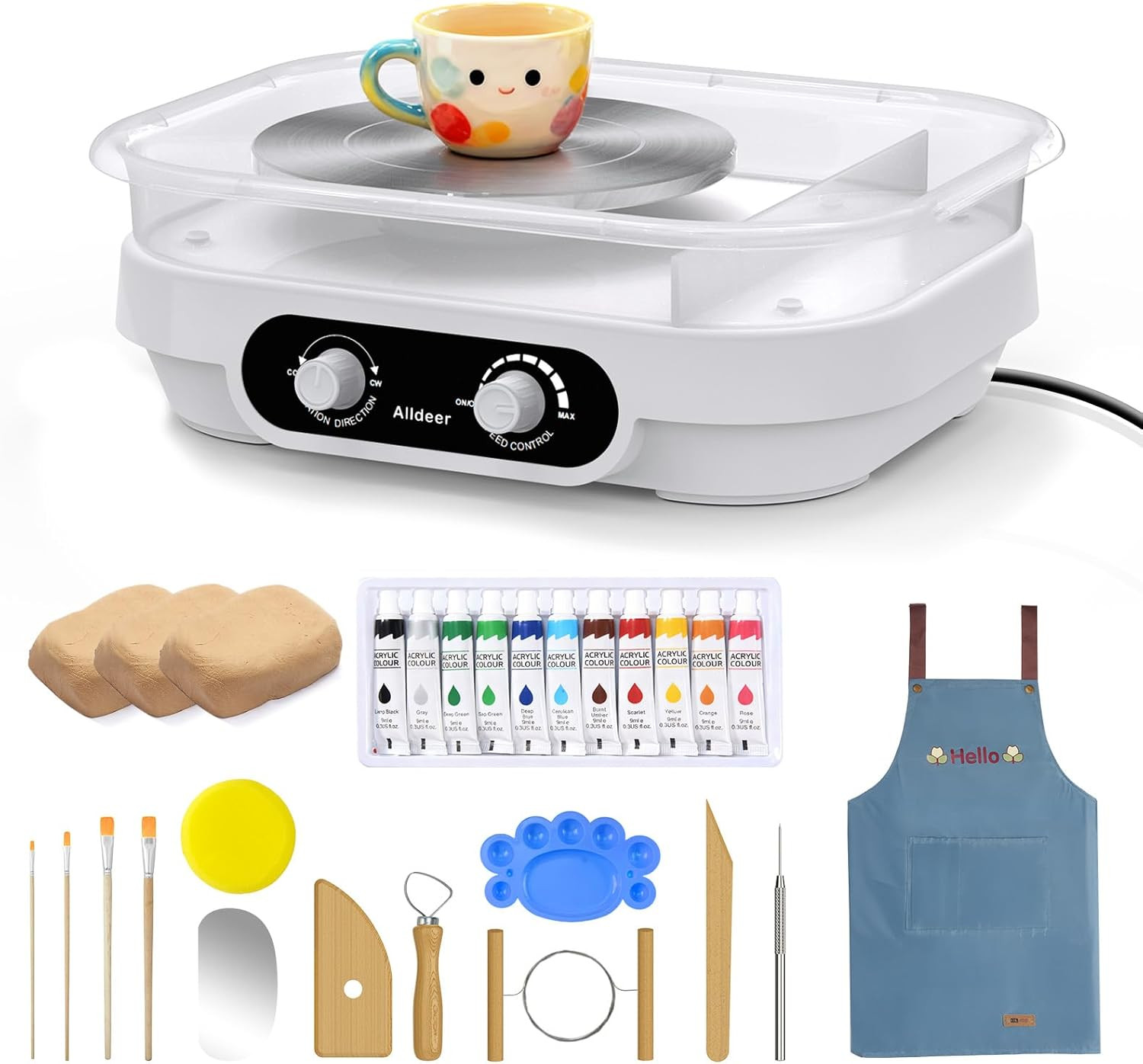 Pottery Wheel for Kids, Teens & Adults - 7" Professional Ceramic Machine with Ad