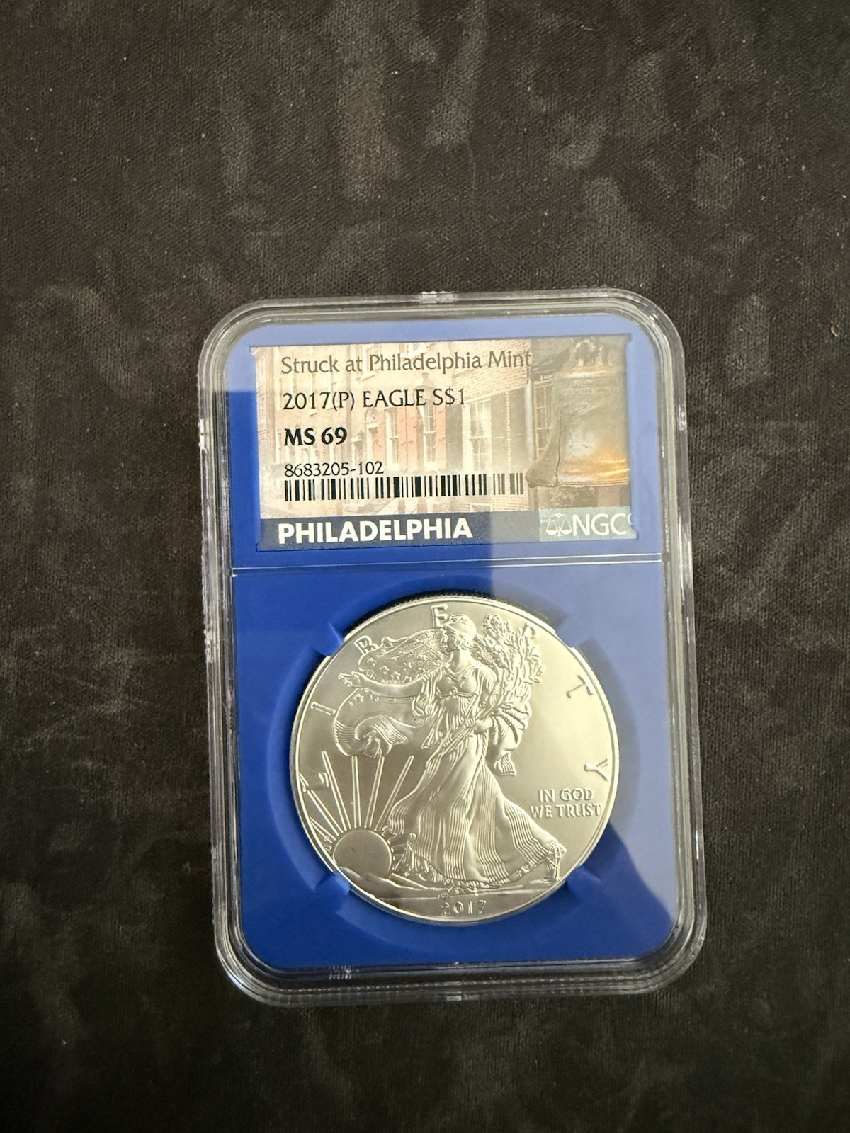 2017 1oz Silver American Eagle $1 NGC MS 69 Struck at Philadelphia Mint