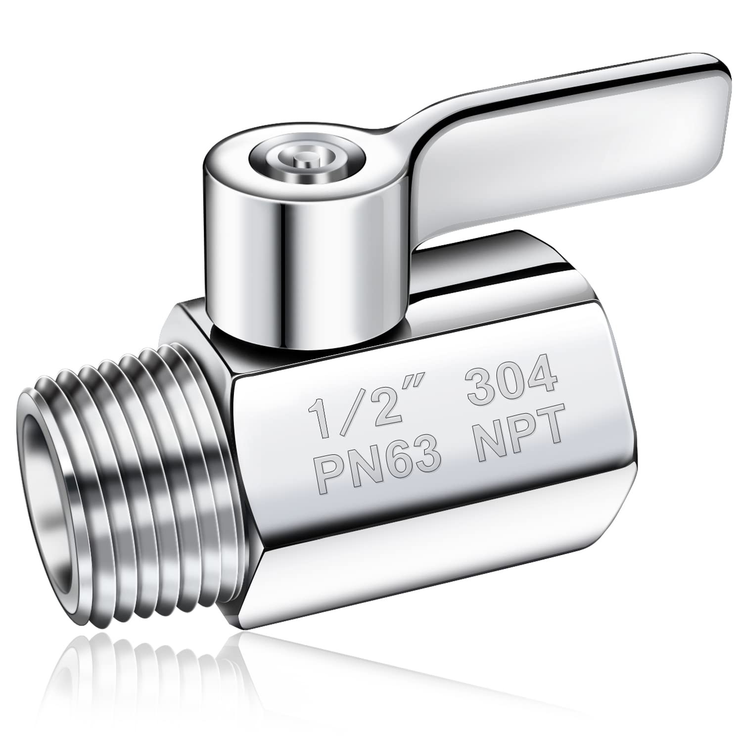 Shower Head Shut Off Valve 304 Stainless Steel 2 x 0.5 x inches, Silver 