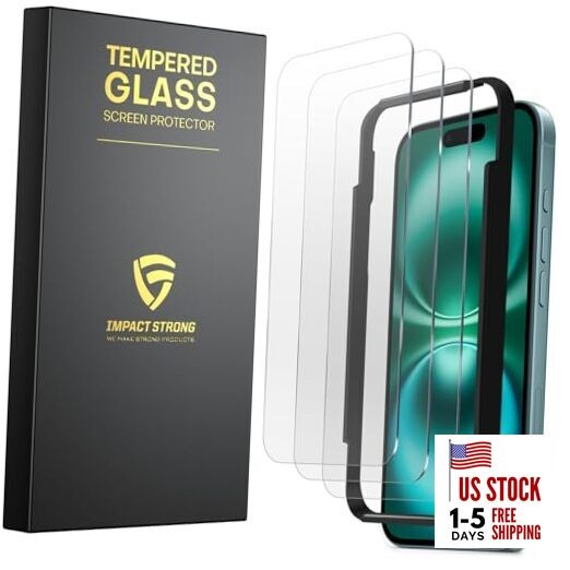  3-Pack Shatterproof Tempered Glass Screen Protector for [Easy iPhone 17