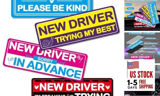 4PCS Student Driver Magnet Car Stickers for Beginners, New Driver Magnet for 