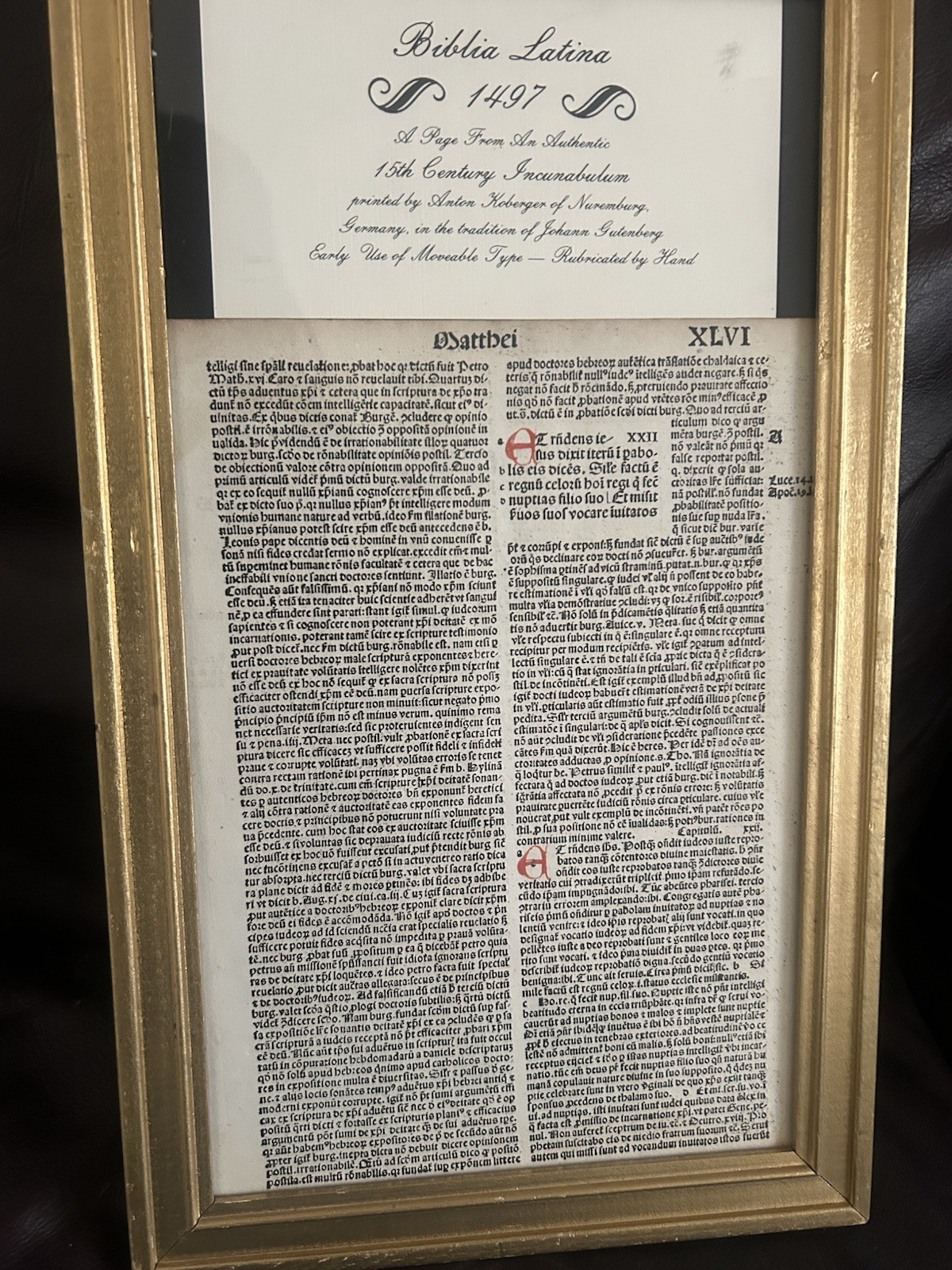 RARITY 1497 AUTHENTICATED ANTON KOBERGER BIBLE LEAF IN LATIN