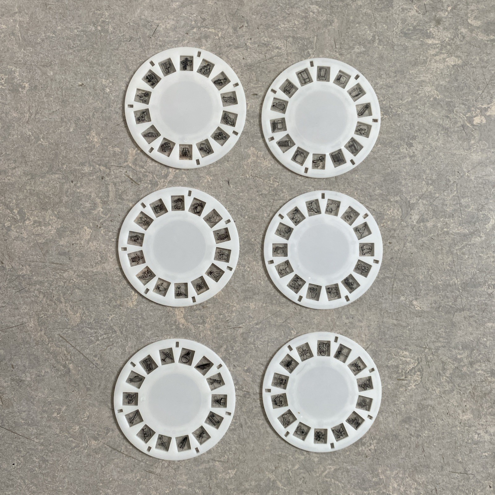 VIEWMASTER PLASTIC PROJECTOR REELS x6 VARIETY TRACE DRAW RARE VGC RETRO VINTAGE