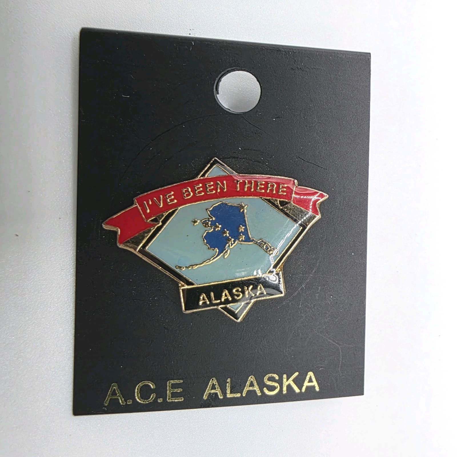 Alaska Pin Souvenir I've Been There on Map of AK Enamel Metal Pinback Pin NEW