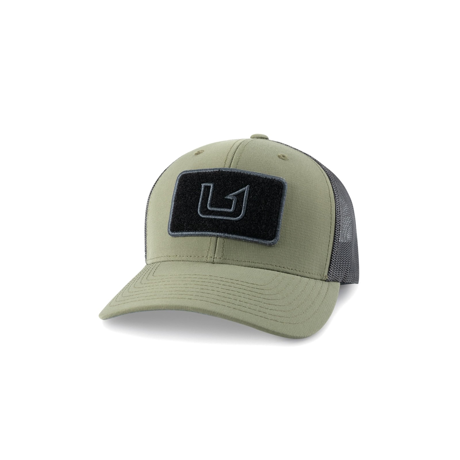 HUK Mens Trucker Hat, Anti-Glare Snapback Fishing Hat for Men, Fly Patch - Moss,