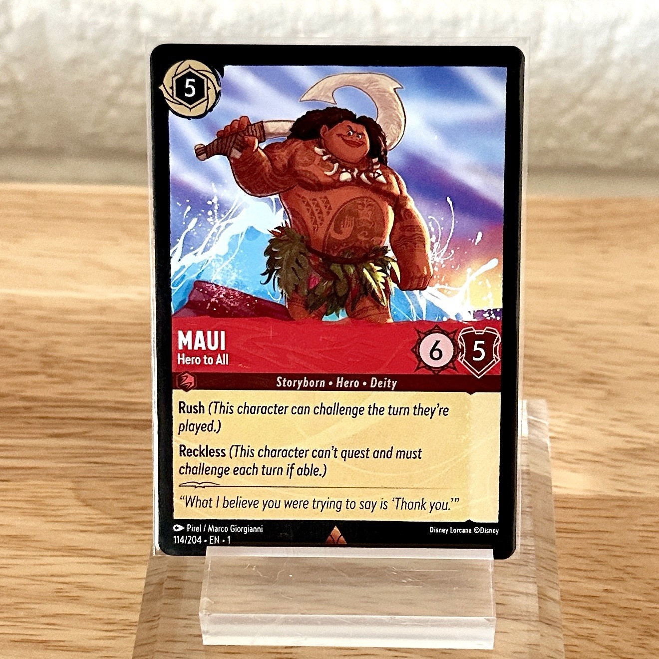 1x Maui - Hero to All - 114/204 - Rare NM-Mint Disney Lorcana: The First Chapter