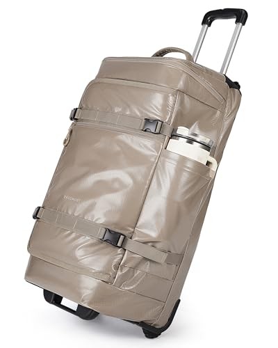  Rolling Duffle Bag with Wheels, Travel Duffel Luggage Bag for Large-70L Camel