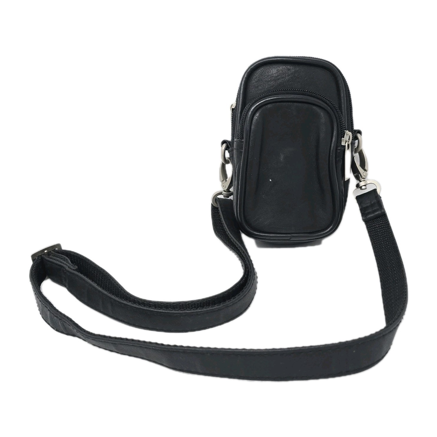 Quantaray Leather Black Padded Point & Shoot Camera Case Bag Zip Pocket