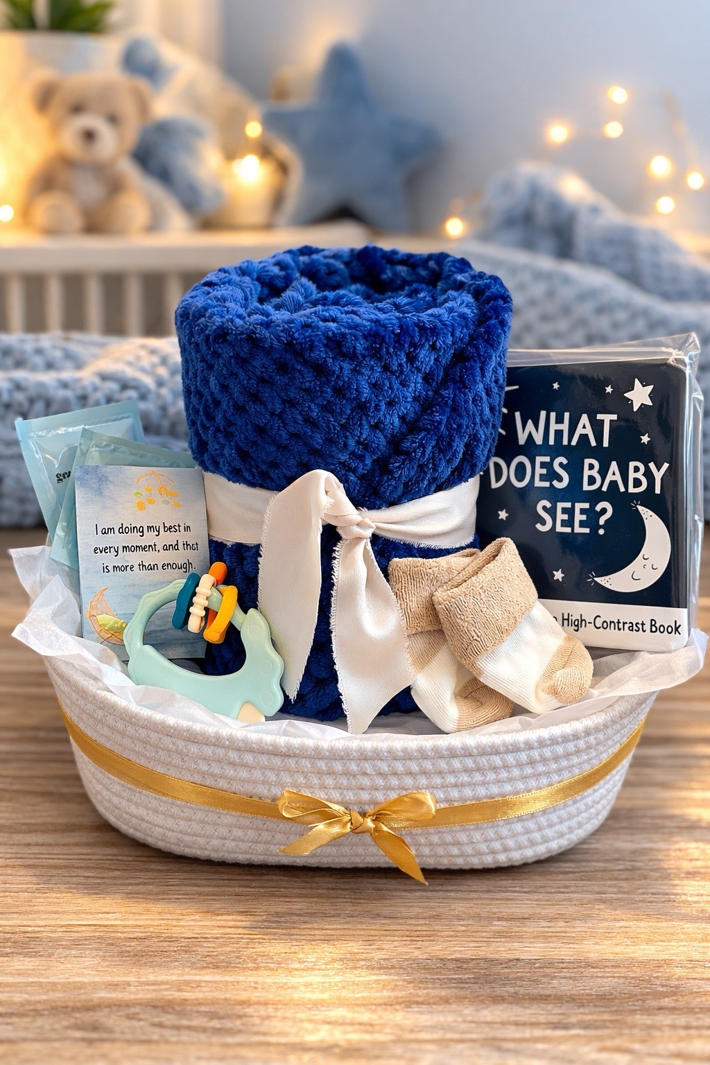 Luxury Newborn Baby Gift Basket Baby Shower Gift Set for New Parents Baby Boy