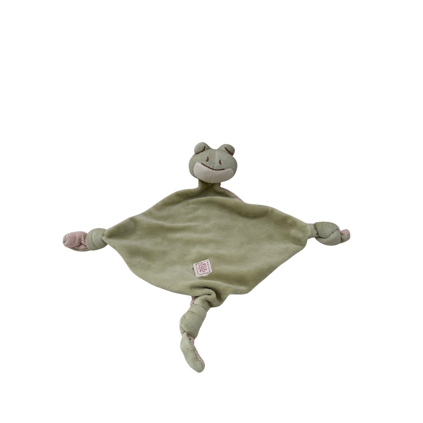 miYim Simply Organic Frog Lovey Security Blanket Green Pink Knotted Baby Toy