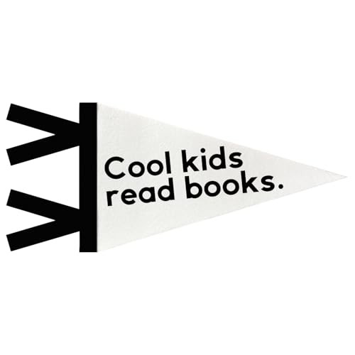  Cool Kids Read Books Pennants Banners Flags for Kids Room Decor, Minimalist 