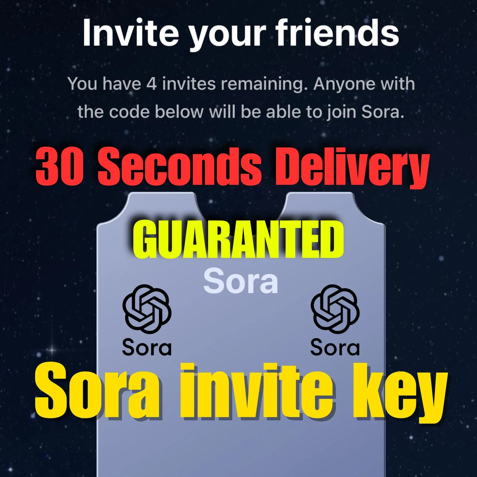 OpenAI Sora 2 Invite Code INSTANT DELIVERY, (OVER 500+ IN STOCK)