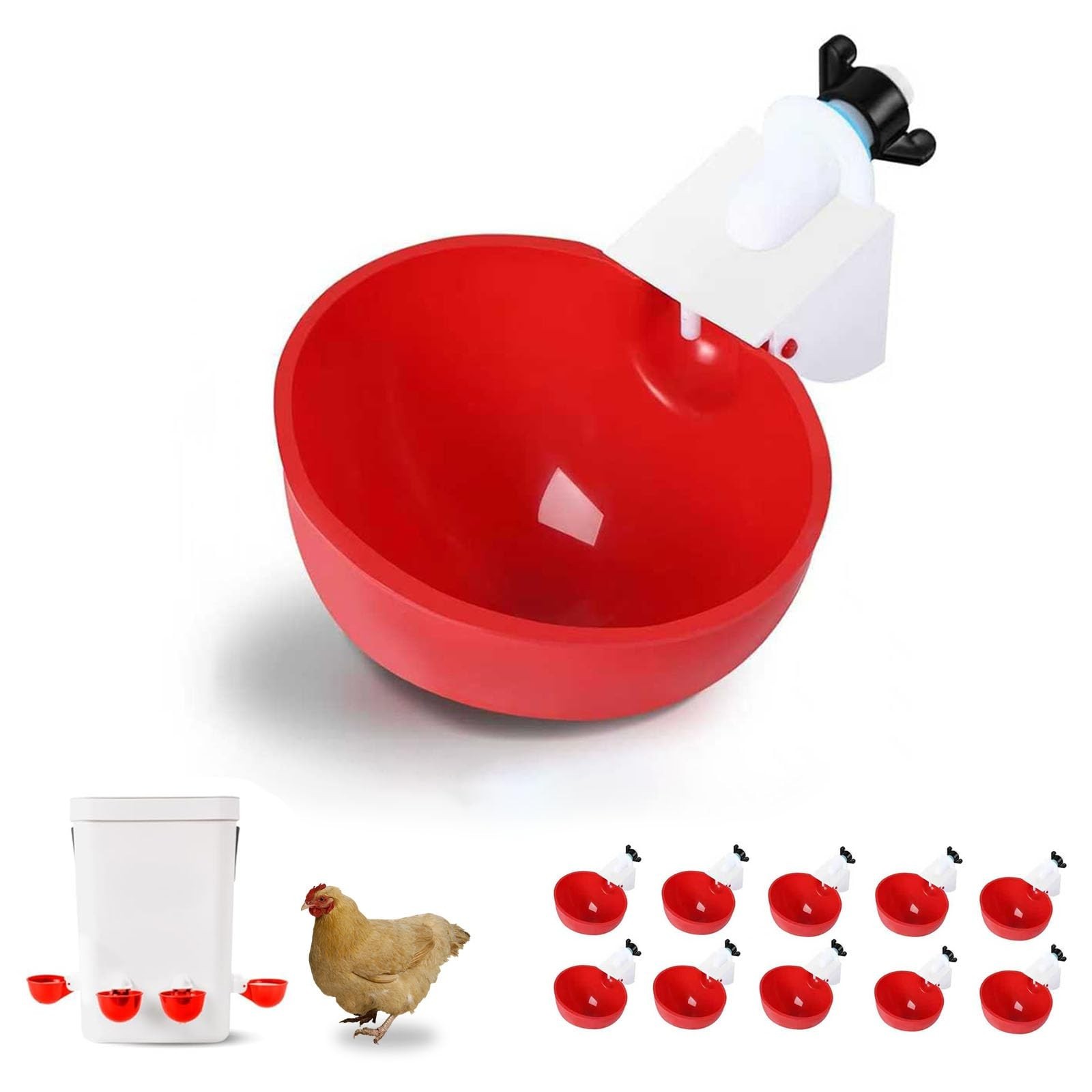 Chicken Waterer Kit for Poultry,10 Pack Chicken Water Feeder, Poultry Drinkin...