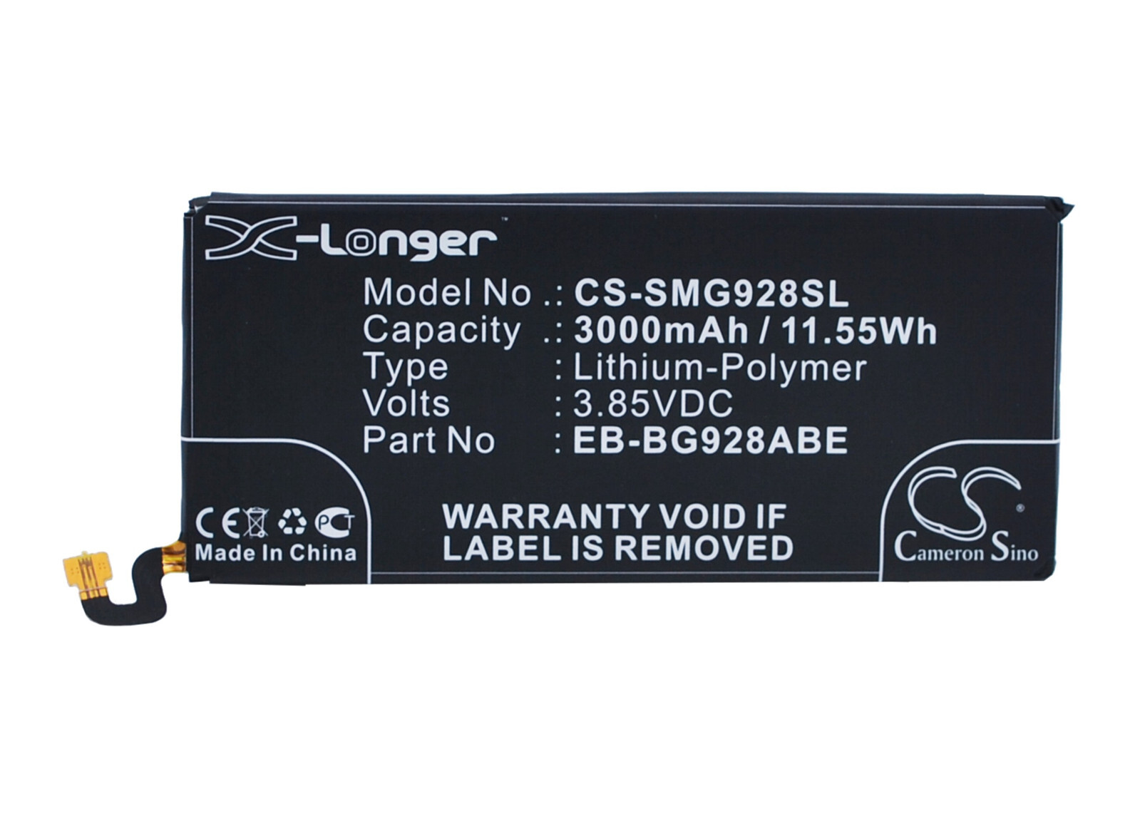 Battery 3000mAh Type EB-BG928ABE for Samsung Galaxy S6 Edge+, SM-G9287 SM-G928V