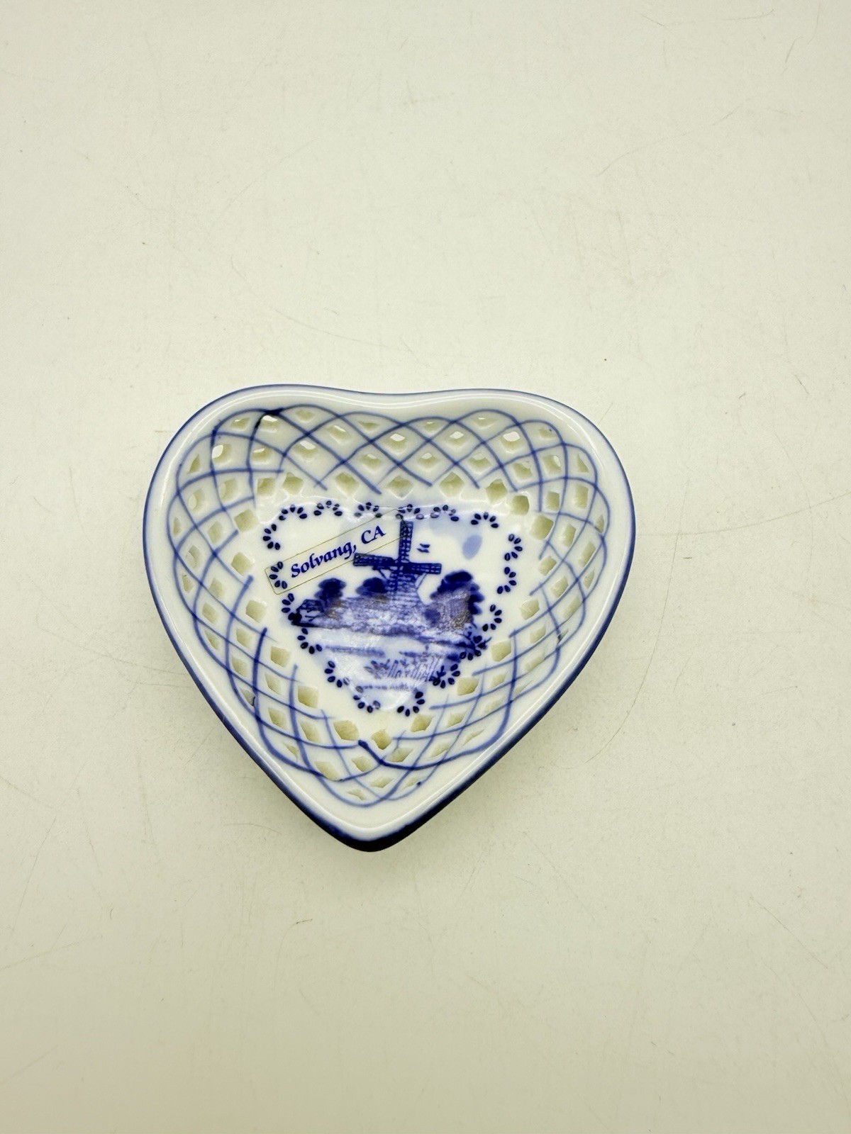 Vintage Heart Shaped Trinket Dish Delftware Royal Twickel  Blue Hand-Painted