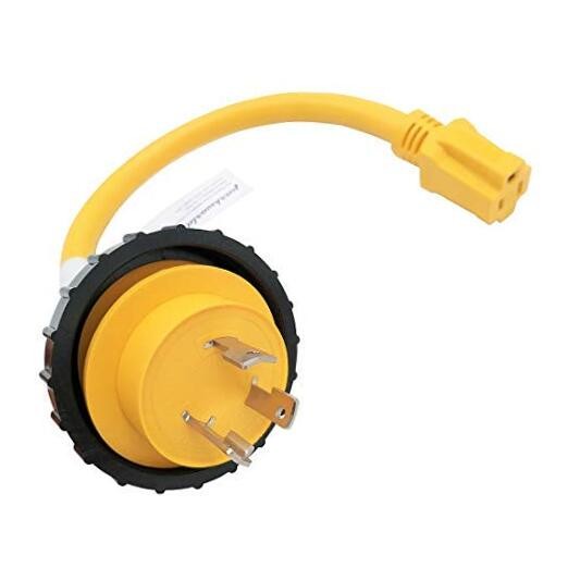  691975 RV Pigtail Shore Power 30A Male L5-30P to 5-15R Female 15A 1.5FT