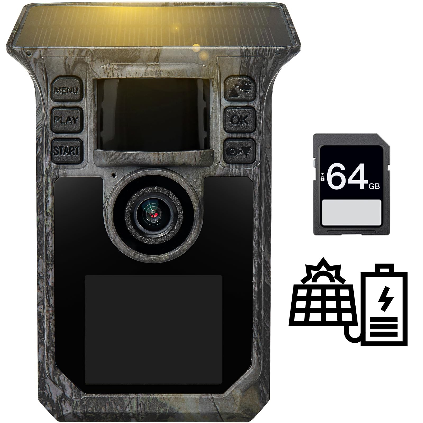 FRKTCAM Trail Camera 4K 64MP Solar Game with 5000mAh Forever Green 