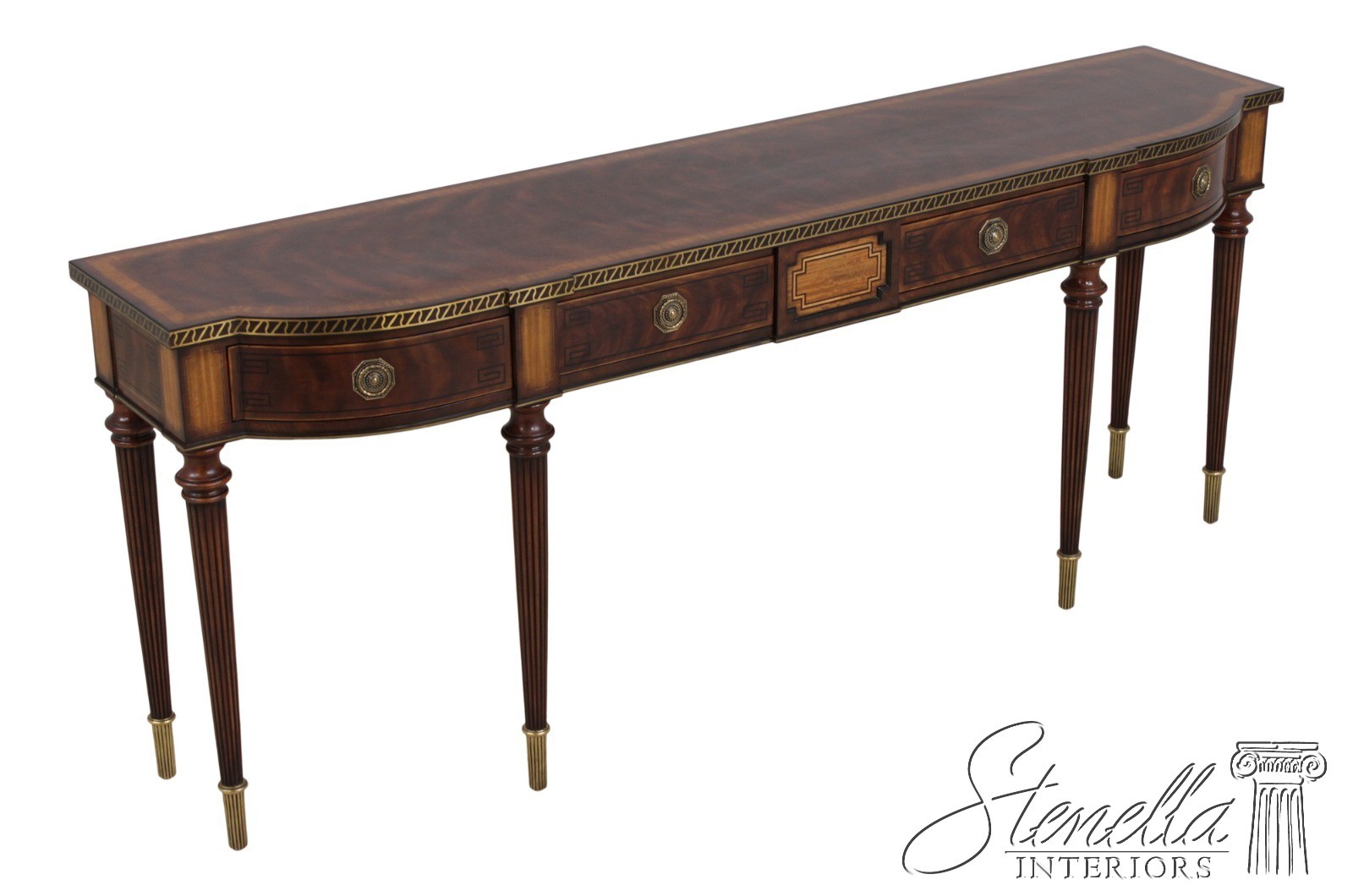 L72156: THEODORE ALEXANDER Georgian Style Mahogany Inlay Buffet Console Table