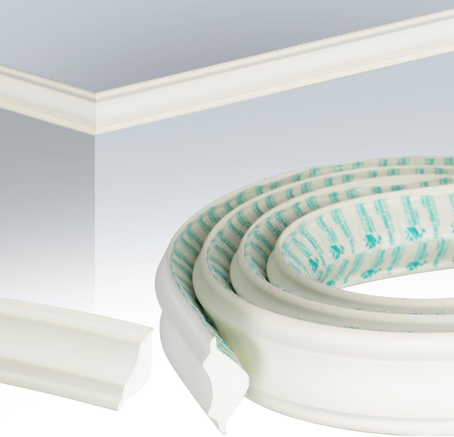 16ft Peel and Stick Crown Molding 2" Wide Flexible Self-Adhesive Ceiling Trim