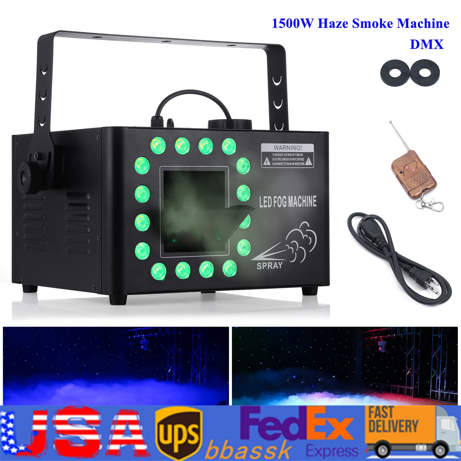 1500W Low Profile Hazer Haze Smoke Machine DMX Theater DJ Party Stage Effect