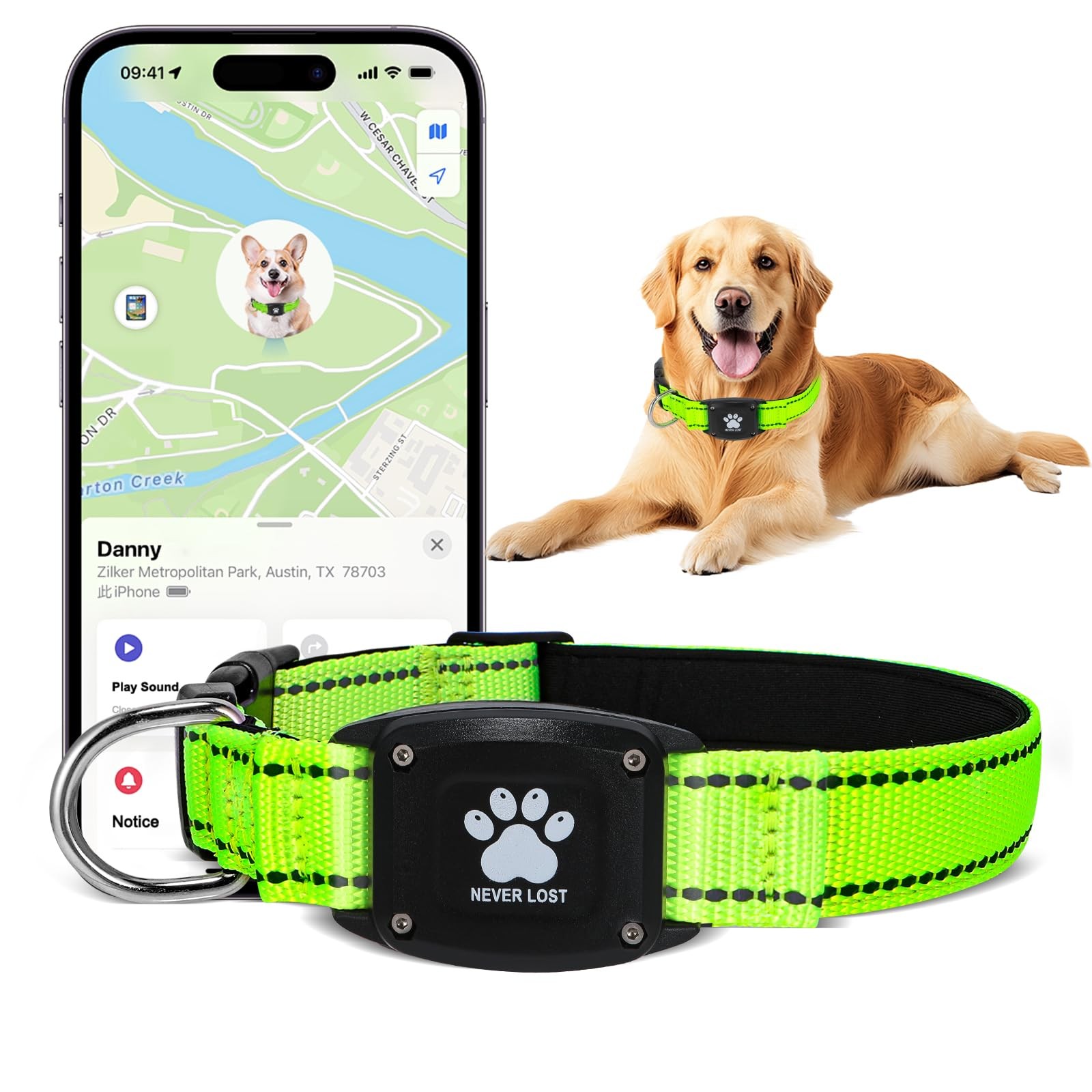 Myiwb GPS Dog Collar Tracker 2-in-1,Reflective Waterproof Pet Collar,iOS-Only...