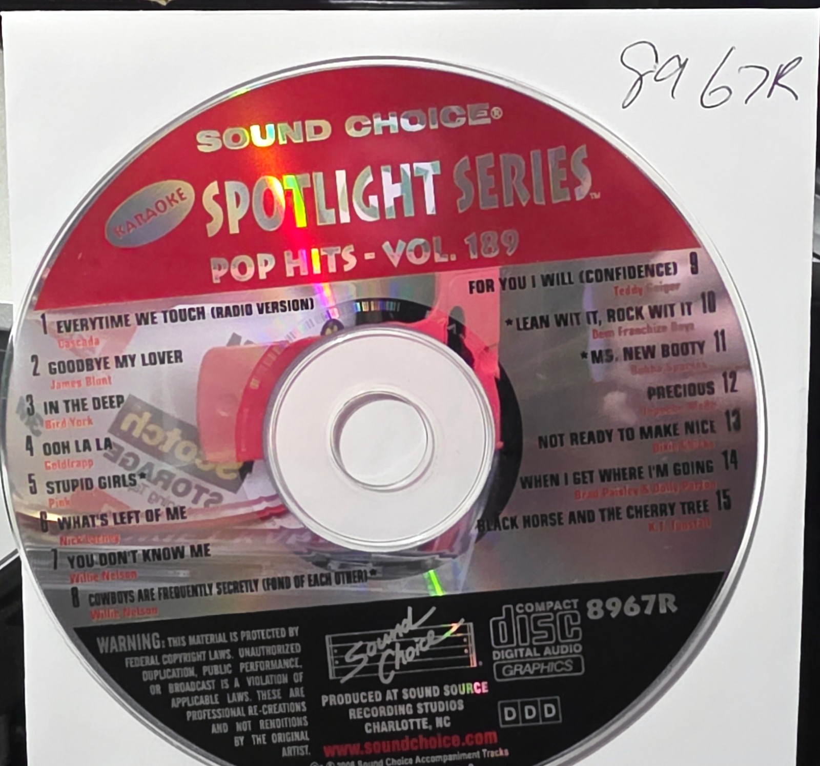 SC8967R        POP  HITS   SOUND CHOICE KARAOKE CDG  LOT LONG DRIVE