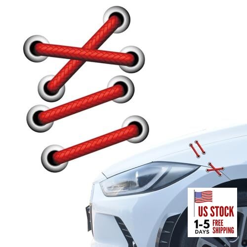 2PCS Universal Car 3D Simulation Shoelaces Stickers Stitches Graphic Decal Red