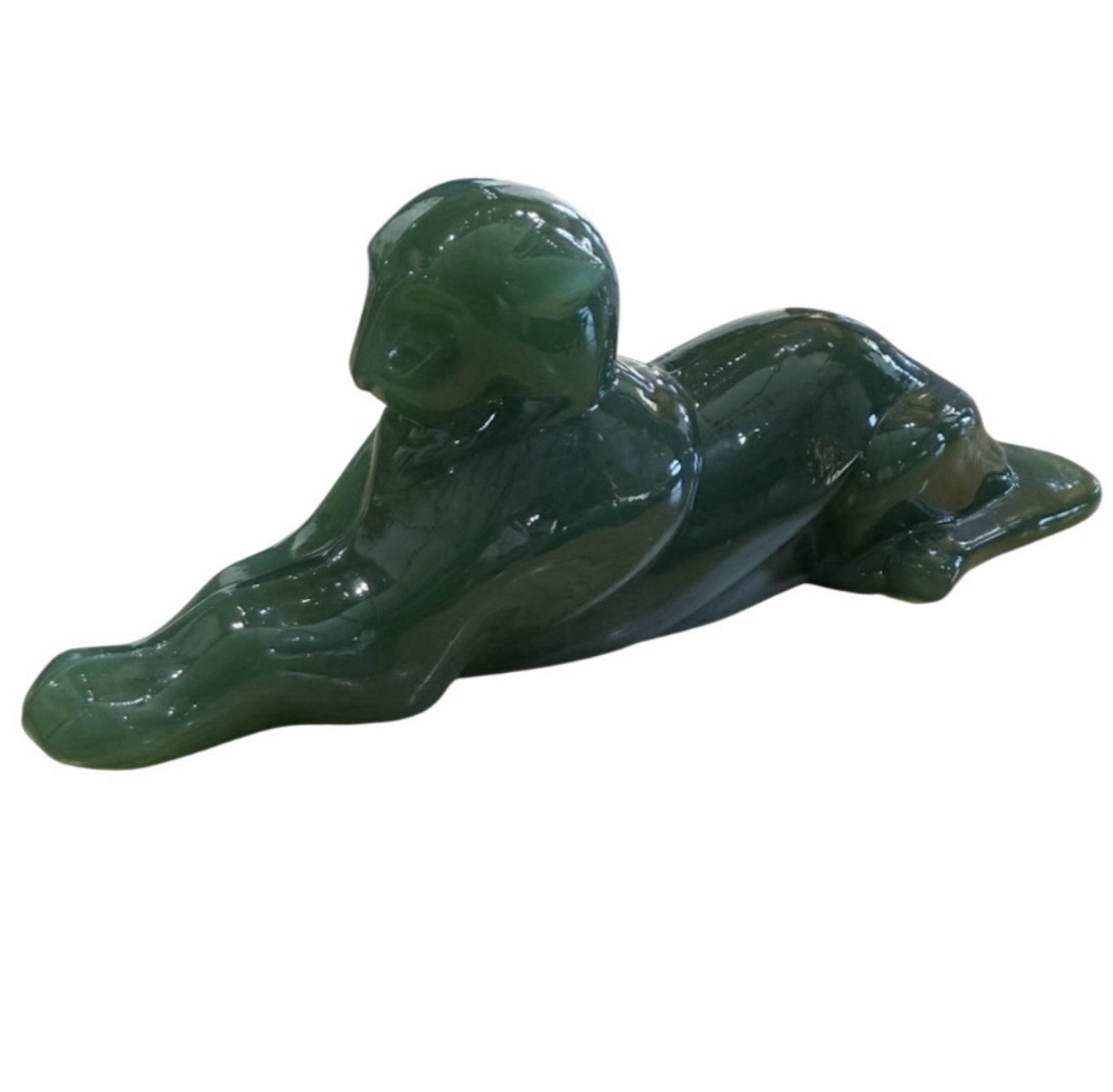 Heisley Mid Century Jade Glass Panther