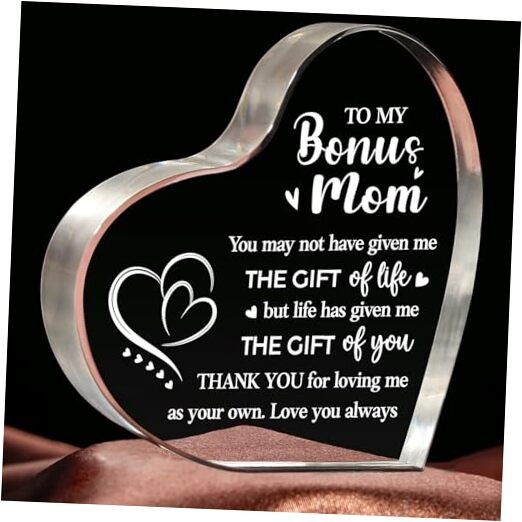 Gifts for Bonus Mom, Bonus Mom Christmas Gifts - 3.9x3.9" Acrylic Decorative 