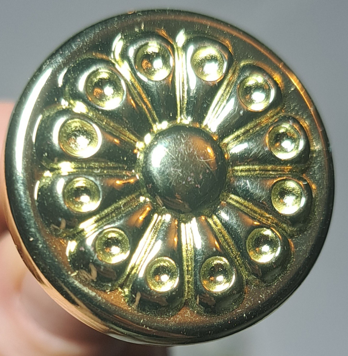 Lot Of 6 Gold Tone Pull Knob Floral Unique Round W/ Hardware Vintage NOS Decor