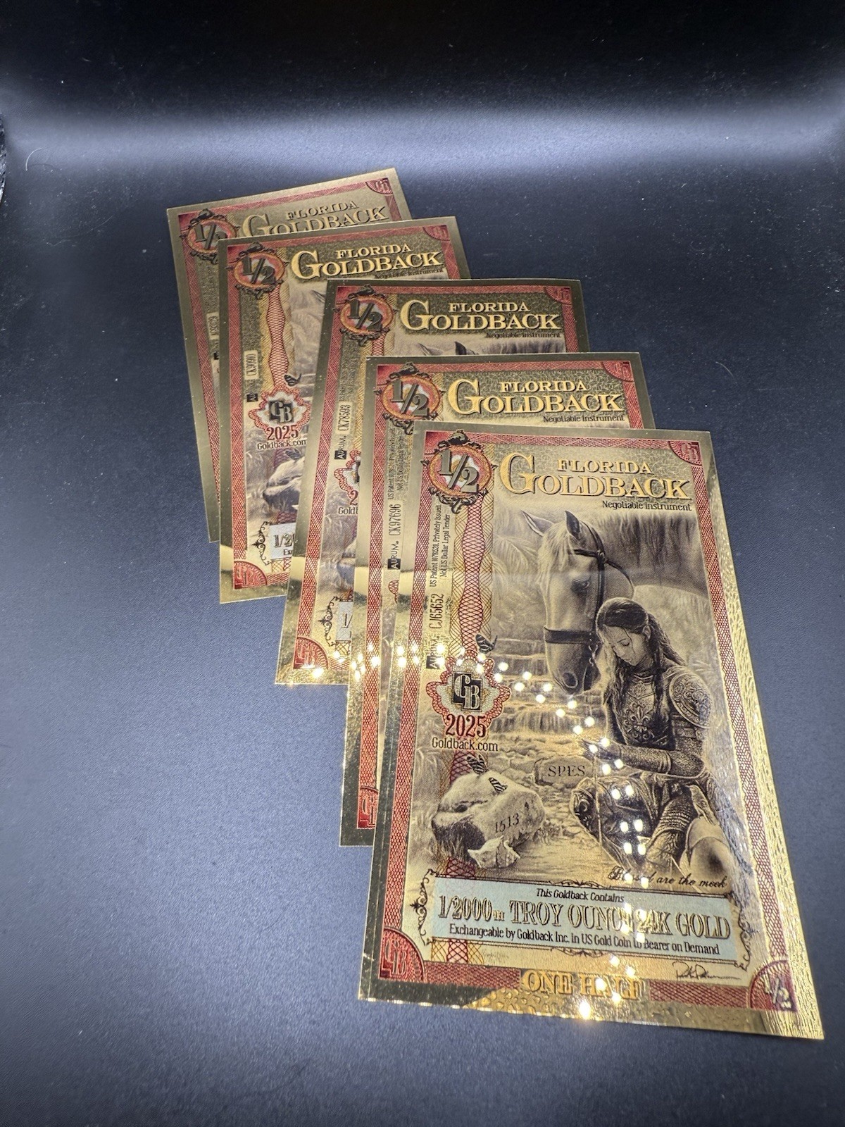 GOLD - [LOT OF 5] FLORIDA 1/2 GOLDBACK