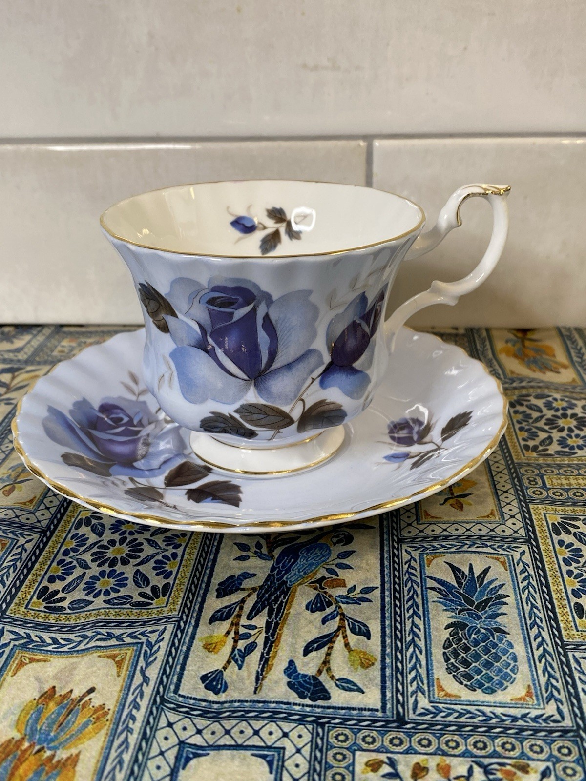 Royal Albert Tea Cup and Saucer Set Blue Roses Bone China England