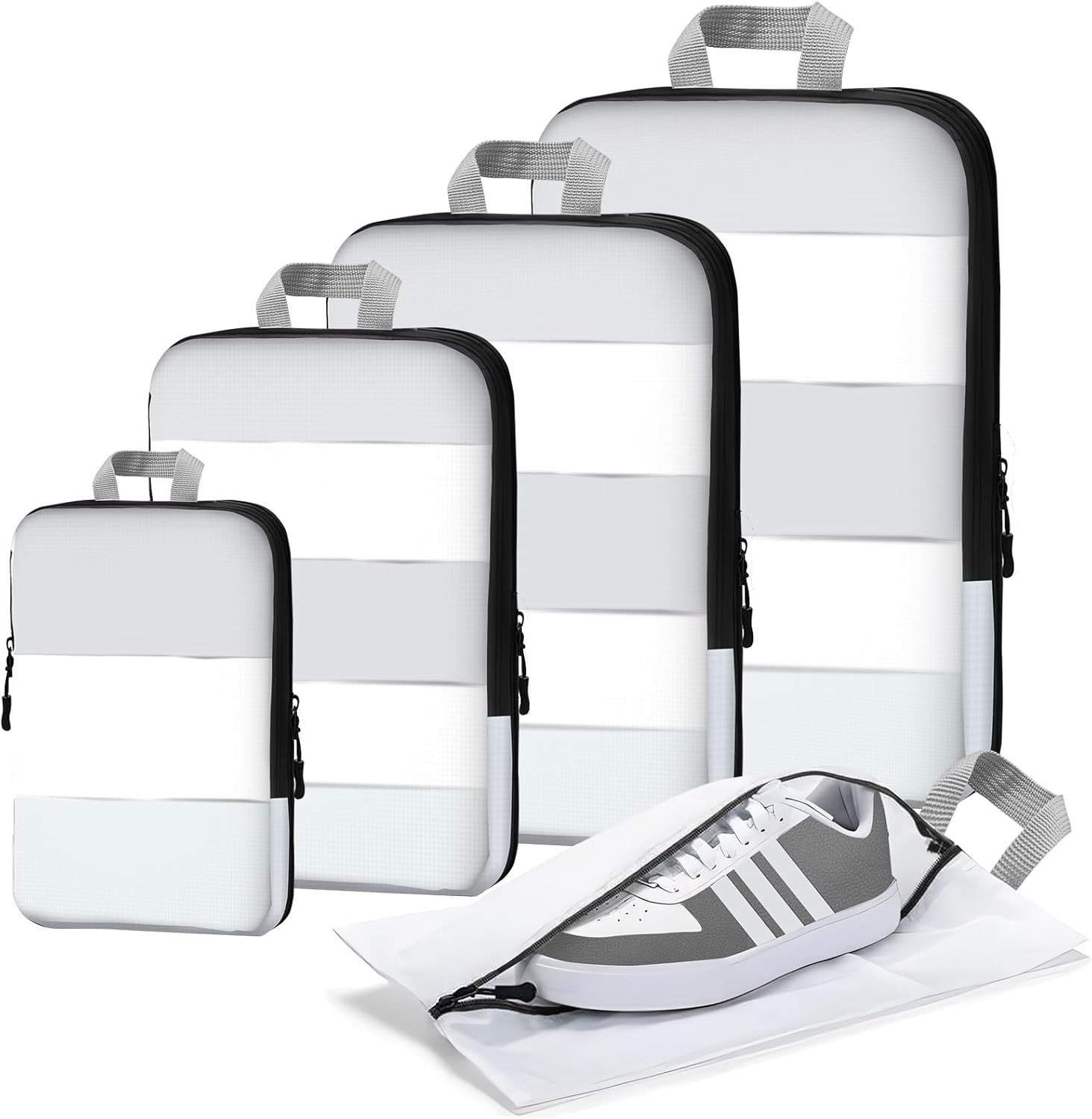 Compression Packing Cubes, 5-Piece Set Travel Organizer Boxes, Compressible Lugg