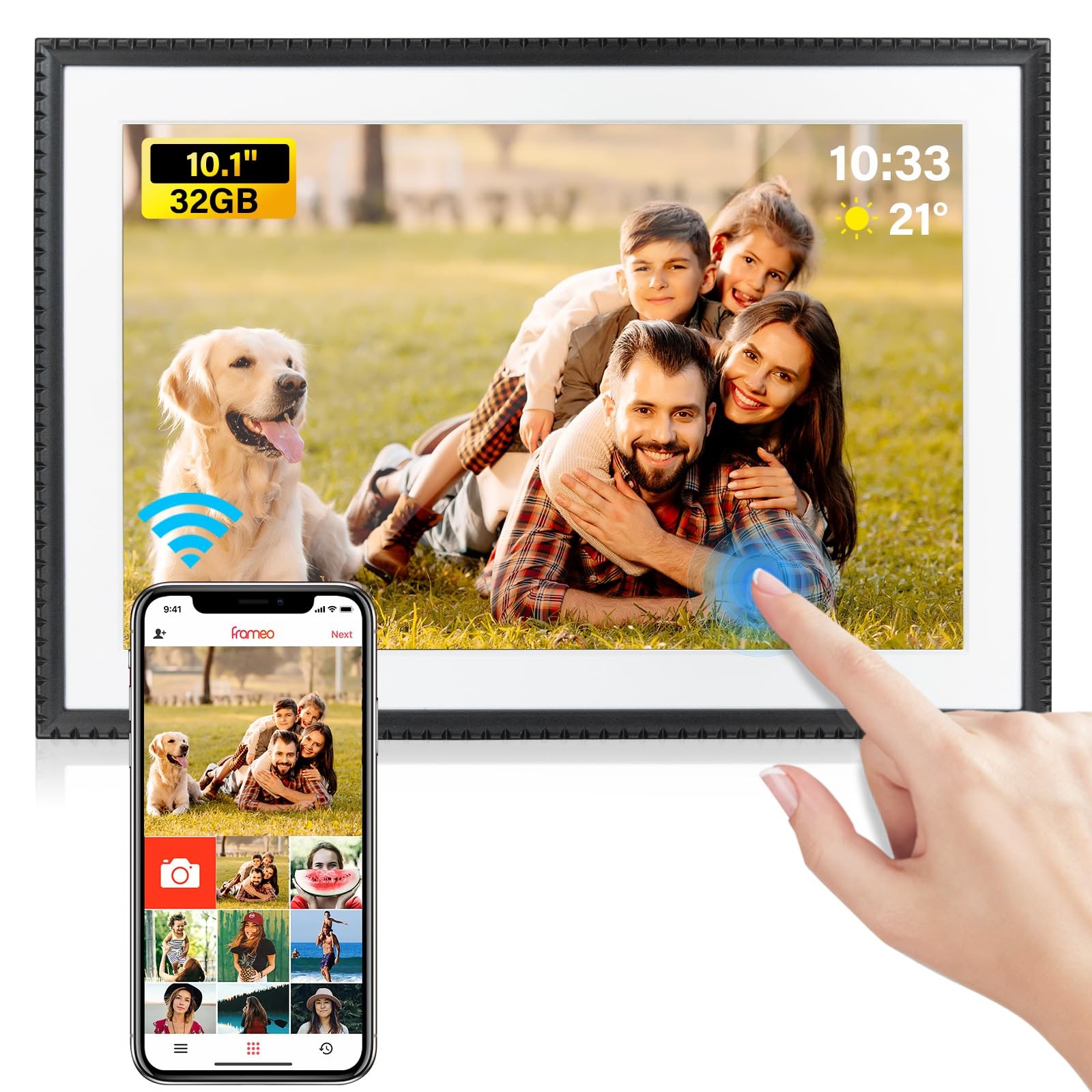 WiFi Digital Picture Frame 10.1 Inch, 32GB Storage Smart Digital Photo Frame ...