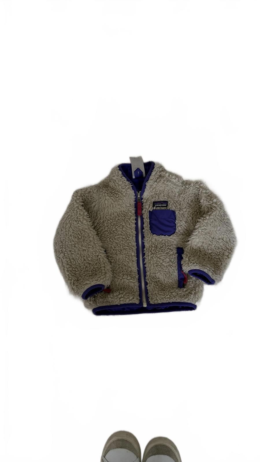 Patagonia Jacket 18m Cream Purple Fleece Sherpa Retro Pile Zip