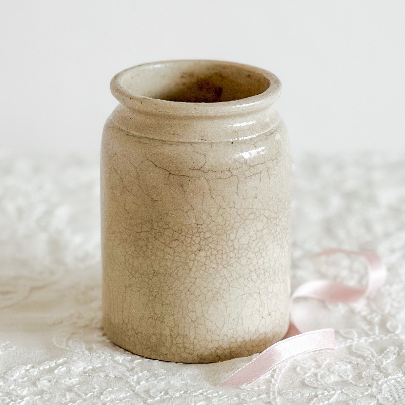 French  Antique Mustard  Jar Chateaucore Vintage Stoneware Pot