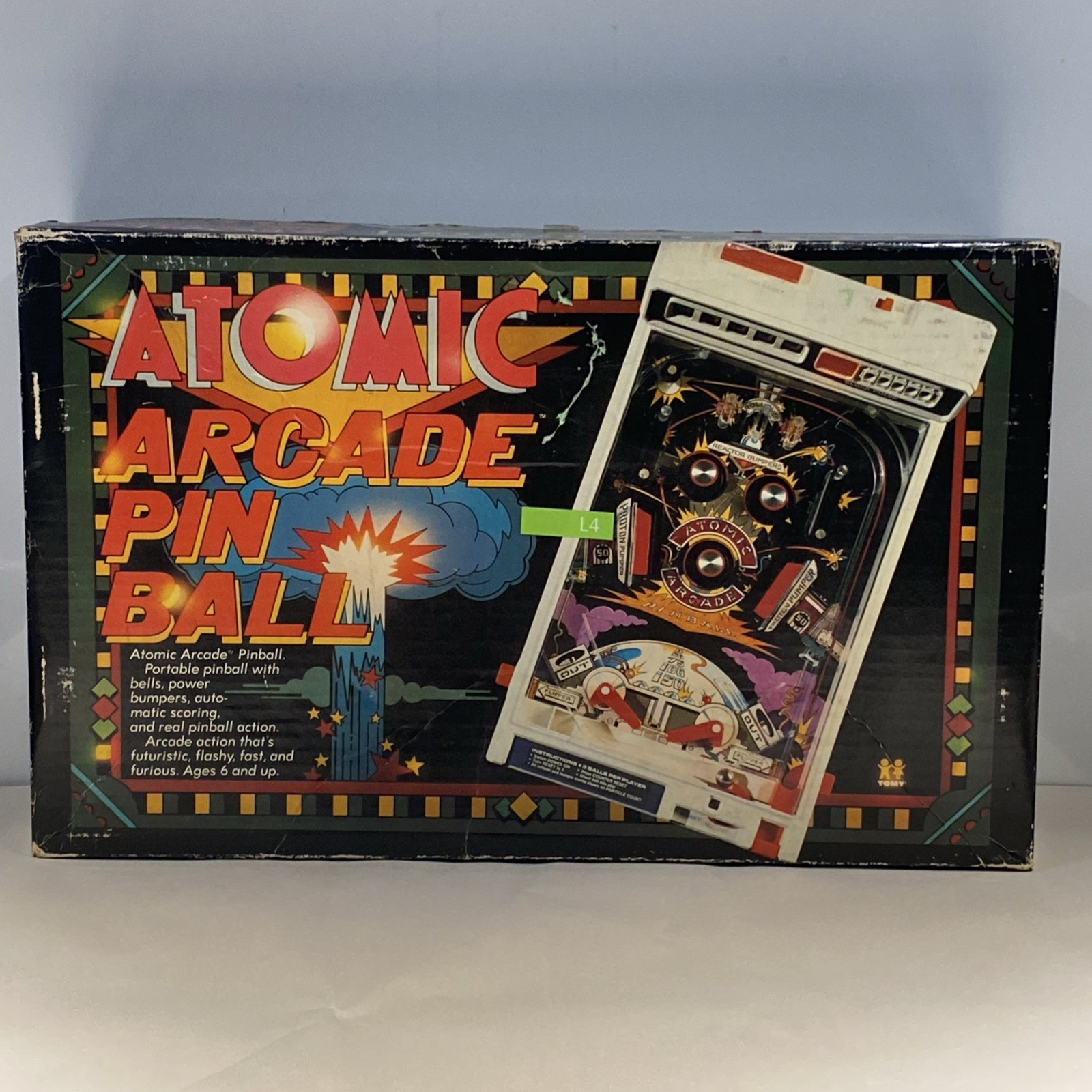 Vintage TOMY Atomic Arcade Tabletop Pinball Game Works w/ Box 1970s w/Paperwork