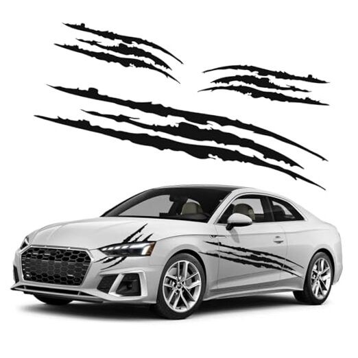 3pcs Car Monster Claw Stickers Vinyl Claw Marks Decals, 1 Full Set Car Black