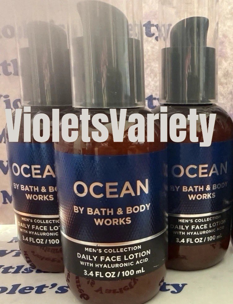 3 Bath & Body Works Men's Collection OCEAN Daily Face Lotion 3.4 oz Each NEW!
