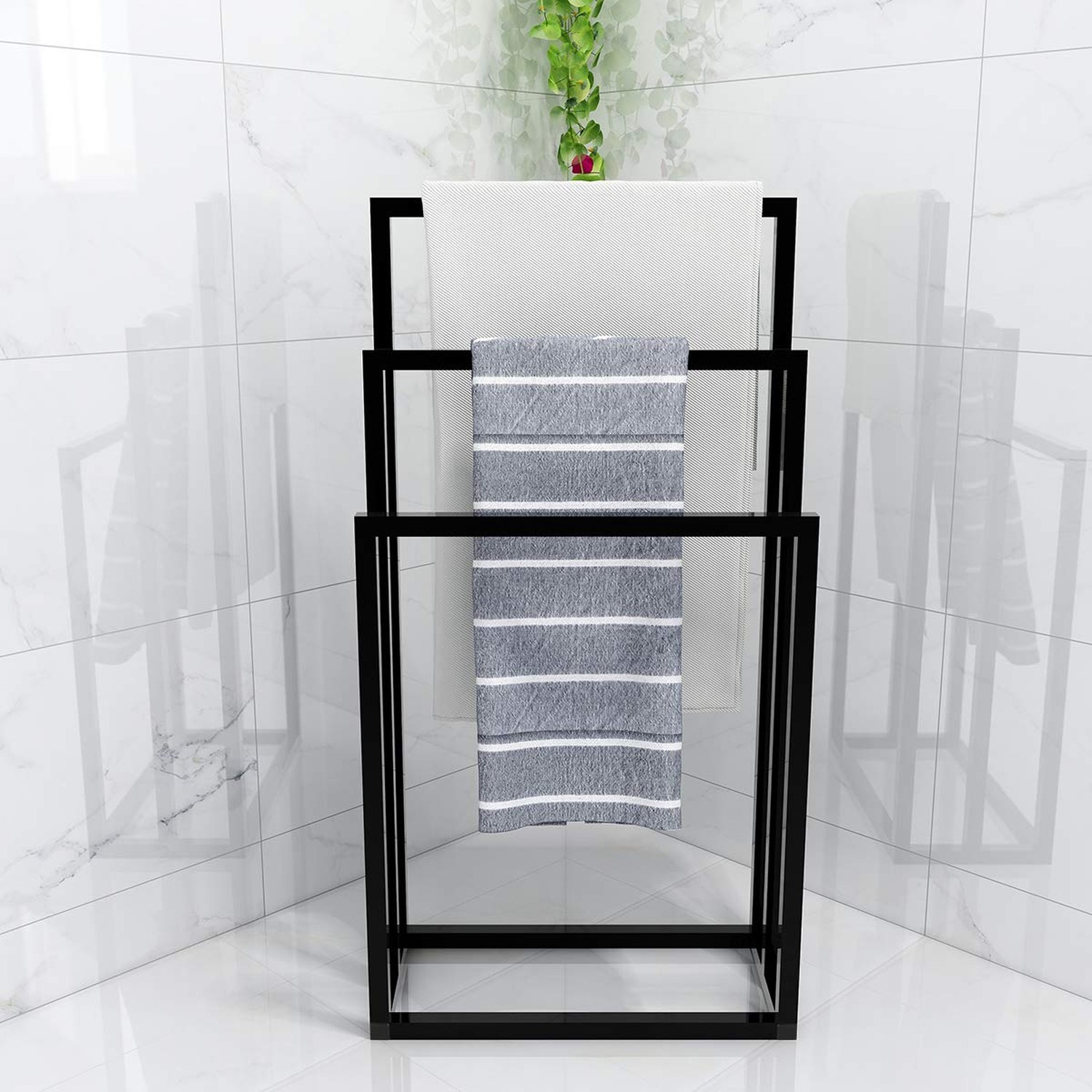 Metal Towel Racks 3 Bars for Bathroom Freestanding Drying Shelf 3 Tier Storag...