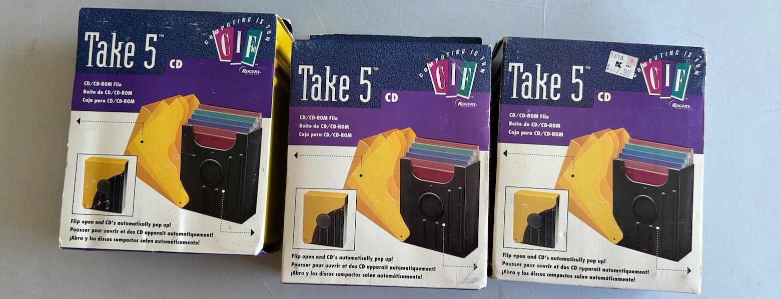 Lot Of 3 Vintage 1996 CIF Rogers Take 5 CD File NOS Holland Retro Tech Organizer