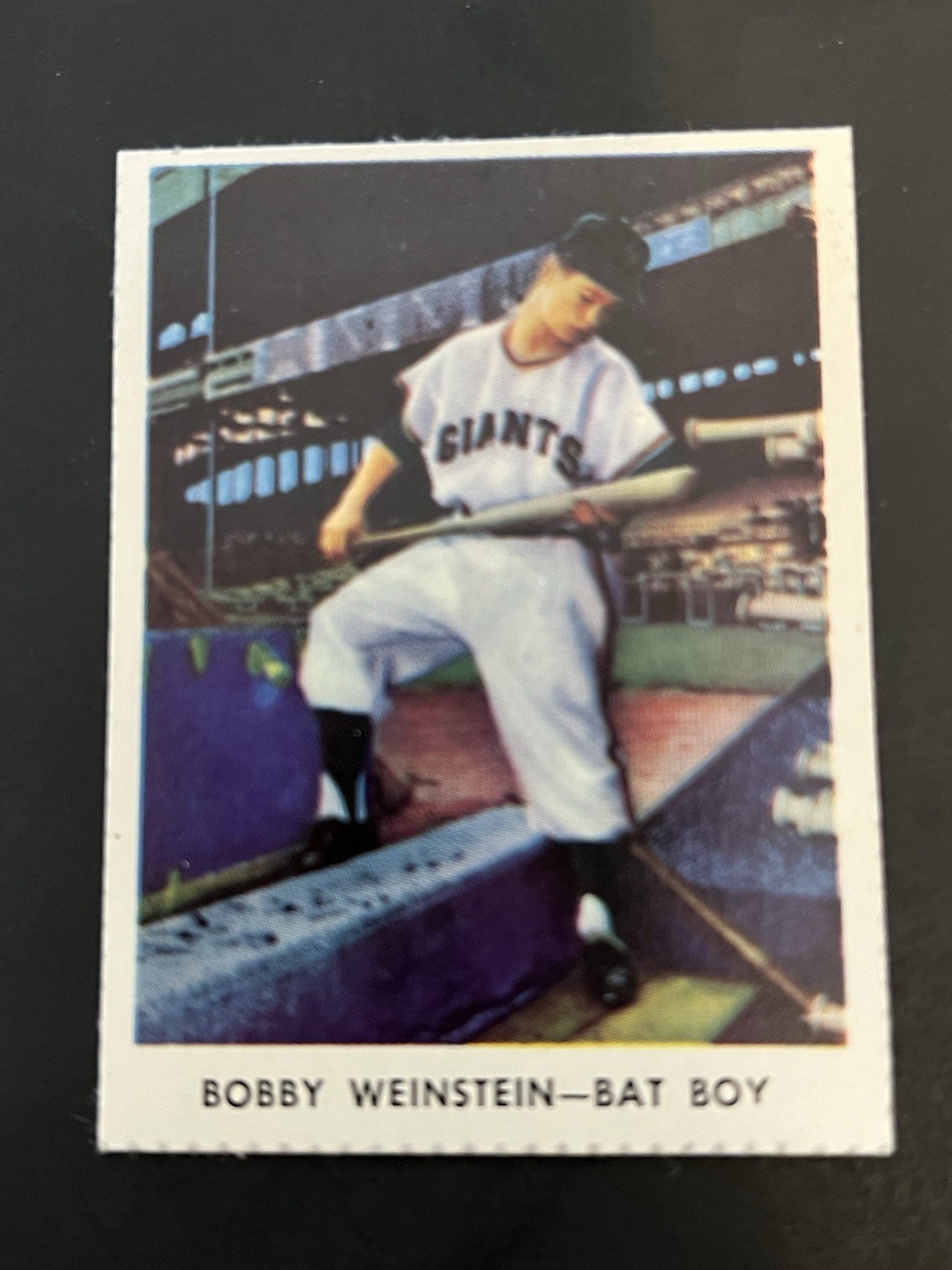 1955 Golden Stamps New York Giants Album Cover BOBBY WEINSTEIN - Bat Boy  NM