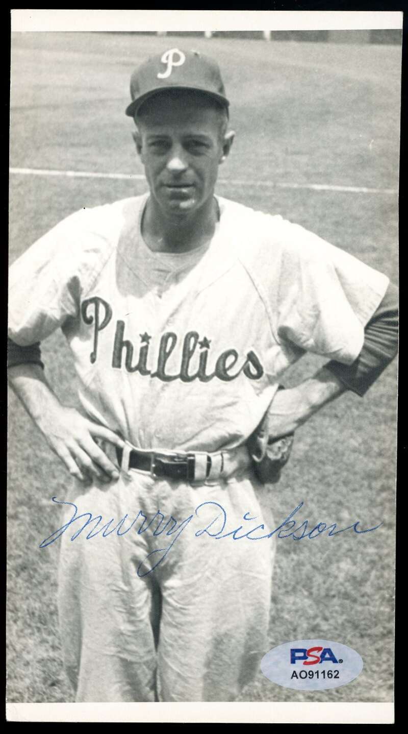 Murry Dickson PSA DNA Signed Original 4x7 Photo Autograph Phillies