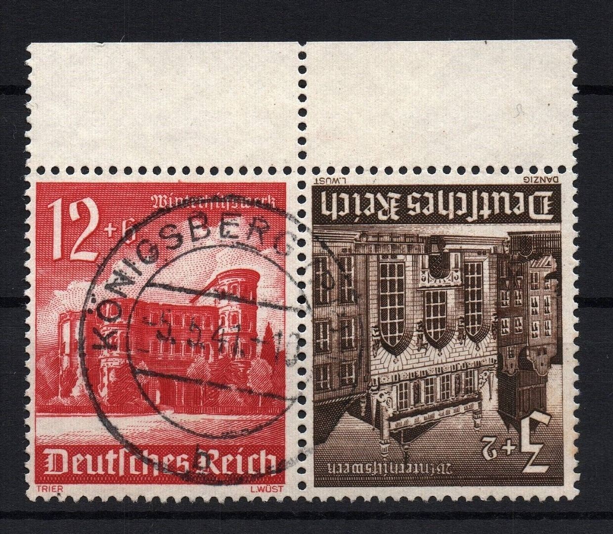 German Reich composite print Michel No. K 37 VR, postmarked