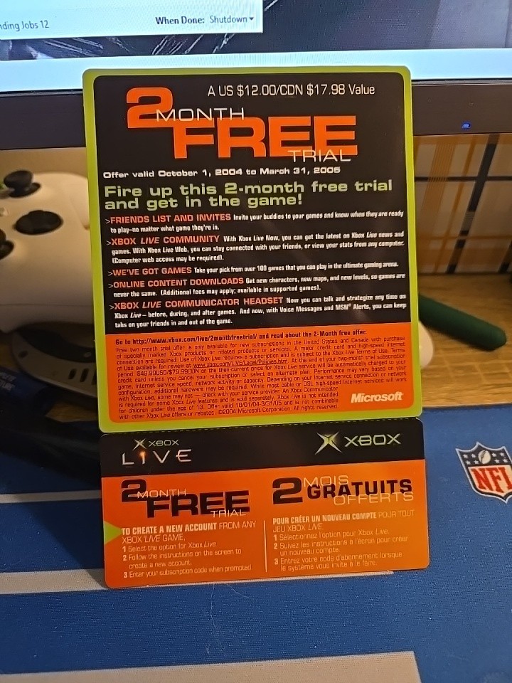 2004 Expired Unused/Unscratched Original Xbox Live 2 Month Free Trial