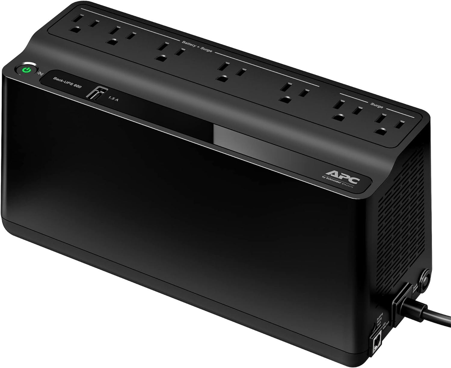 UPS Battery Backup 600VA 330W Surge Protector 7 Outlets