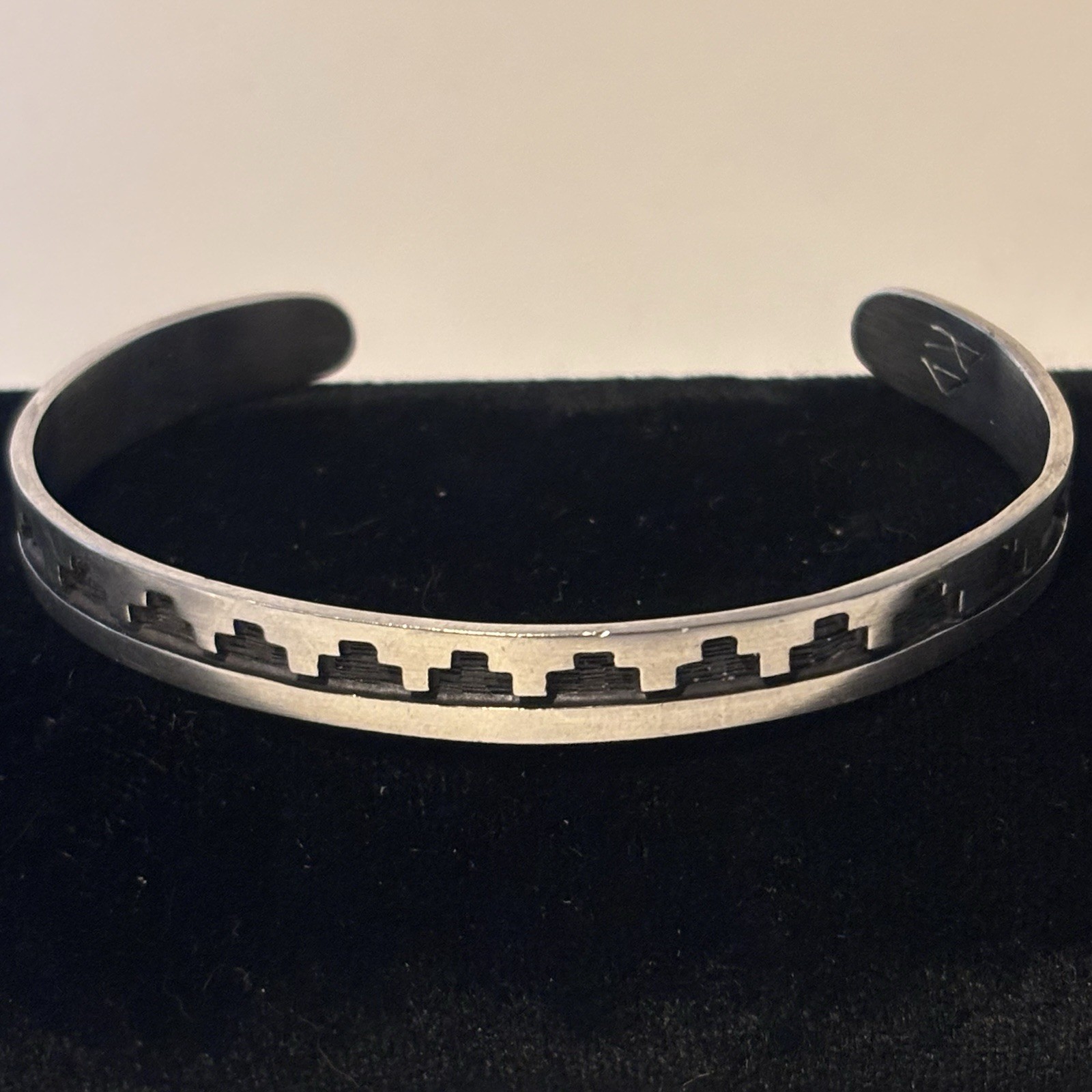 Sterling Silver Native American Hopi Pattern Cuff Reginald Dewakuku Hopi