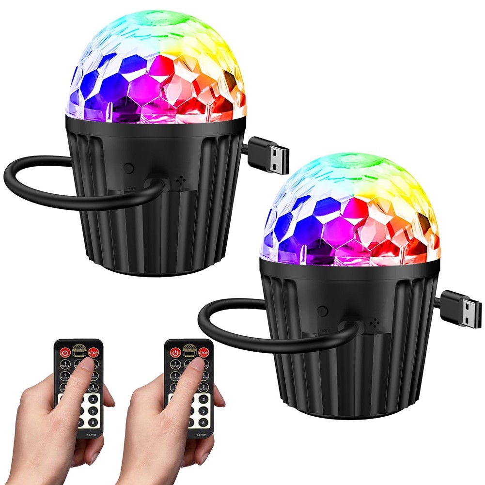 2-Pack Portable  Disco  Light for Party, RGB DJ Strobe Light with Remote6739