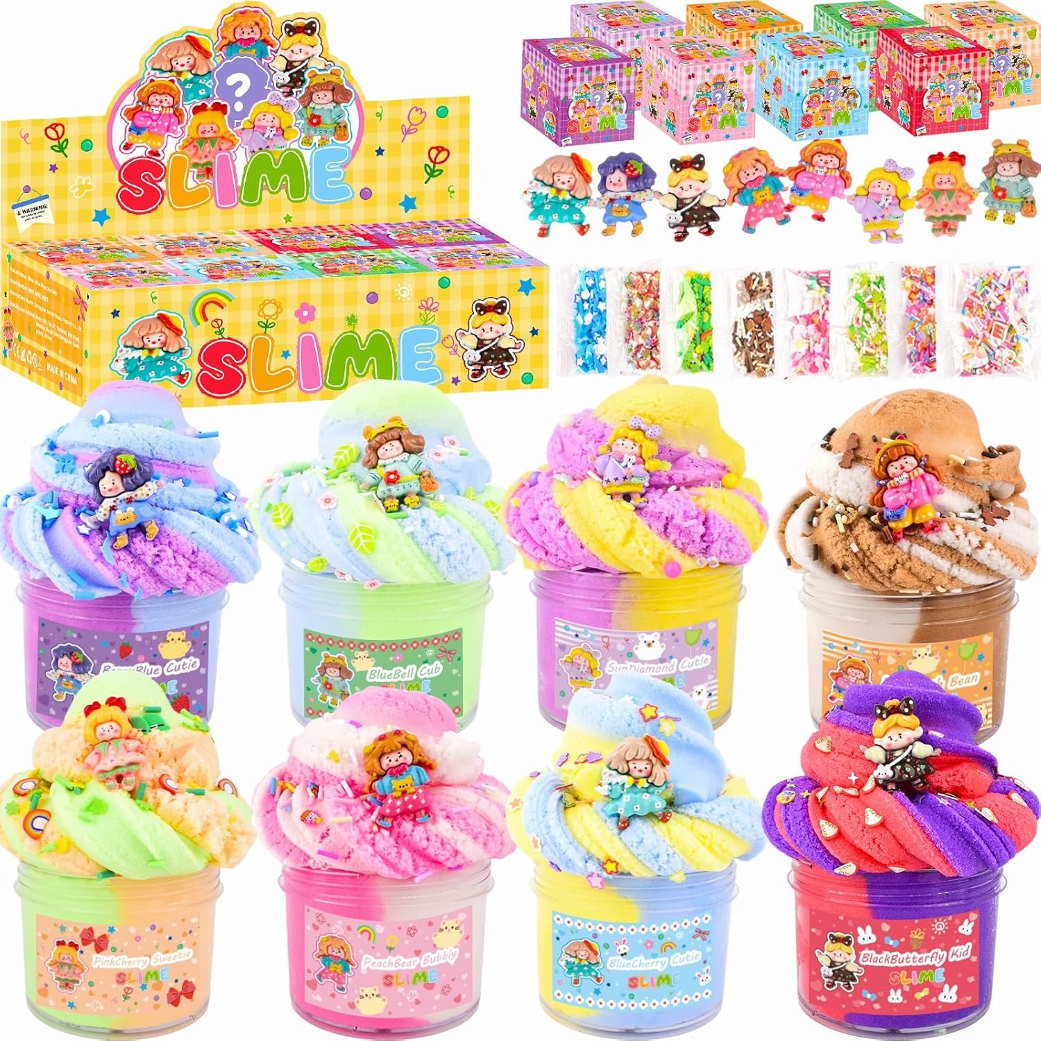 8 Pack Cloud Slime Kit, Lucky Box Fluffy Slimes Party Favors for Kids, Soft & No