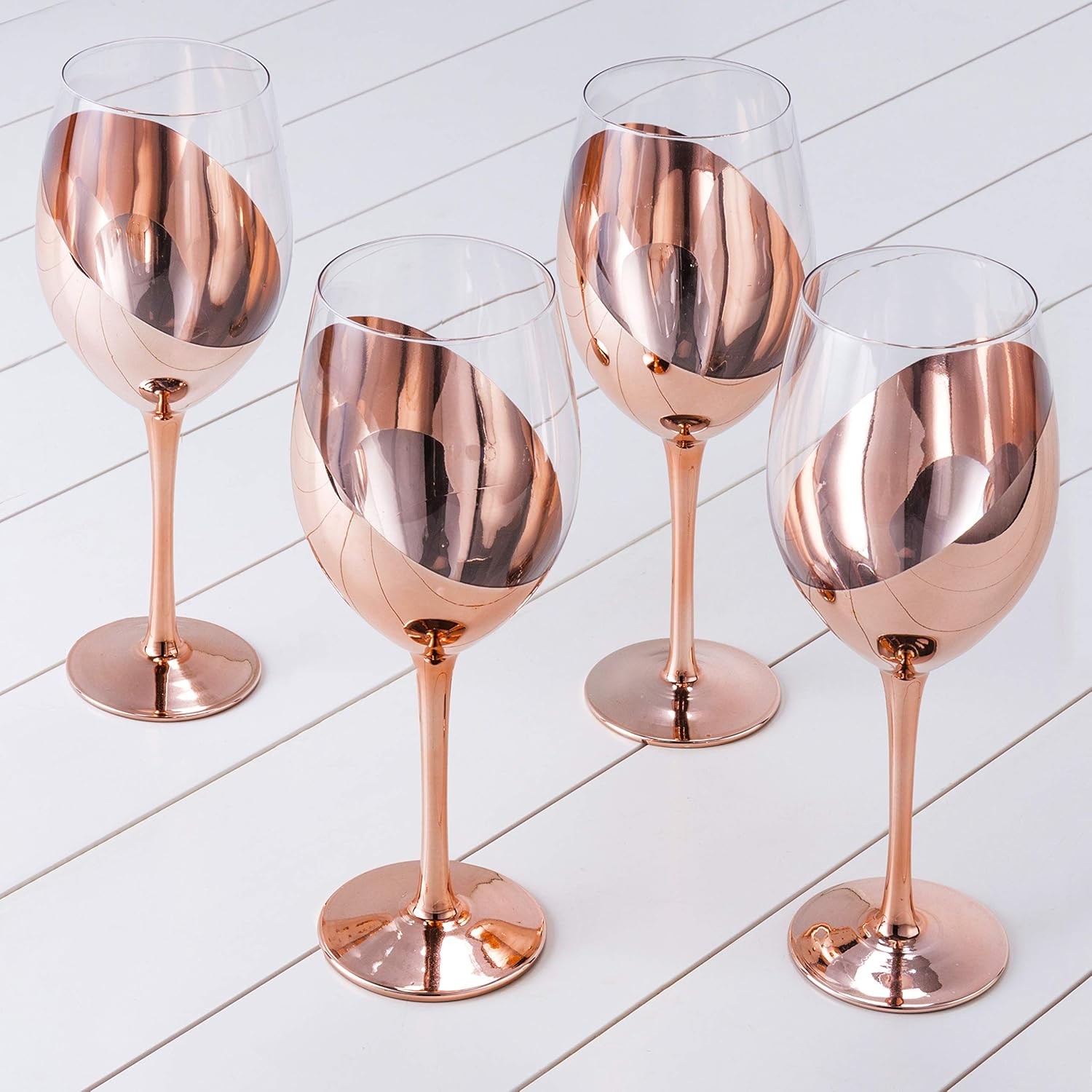14 oz Copper-Toned Stemmed Wine Glass Set of 4 Dinner Party & Wedding Events